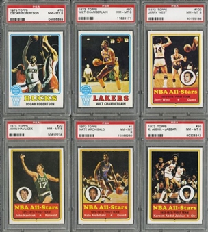 1973 Topps Basketball PSA Graded Complete Set of 264 Cards (200 PSA 9s and 64 PSA 8s) Ranked 5th on PSA Registry